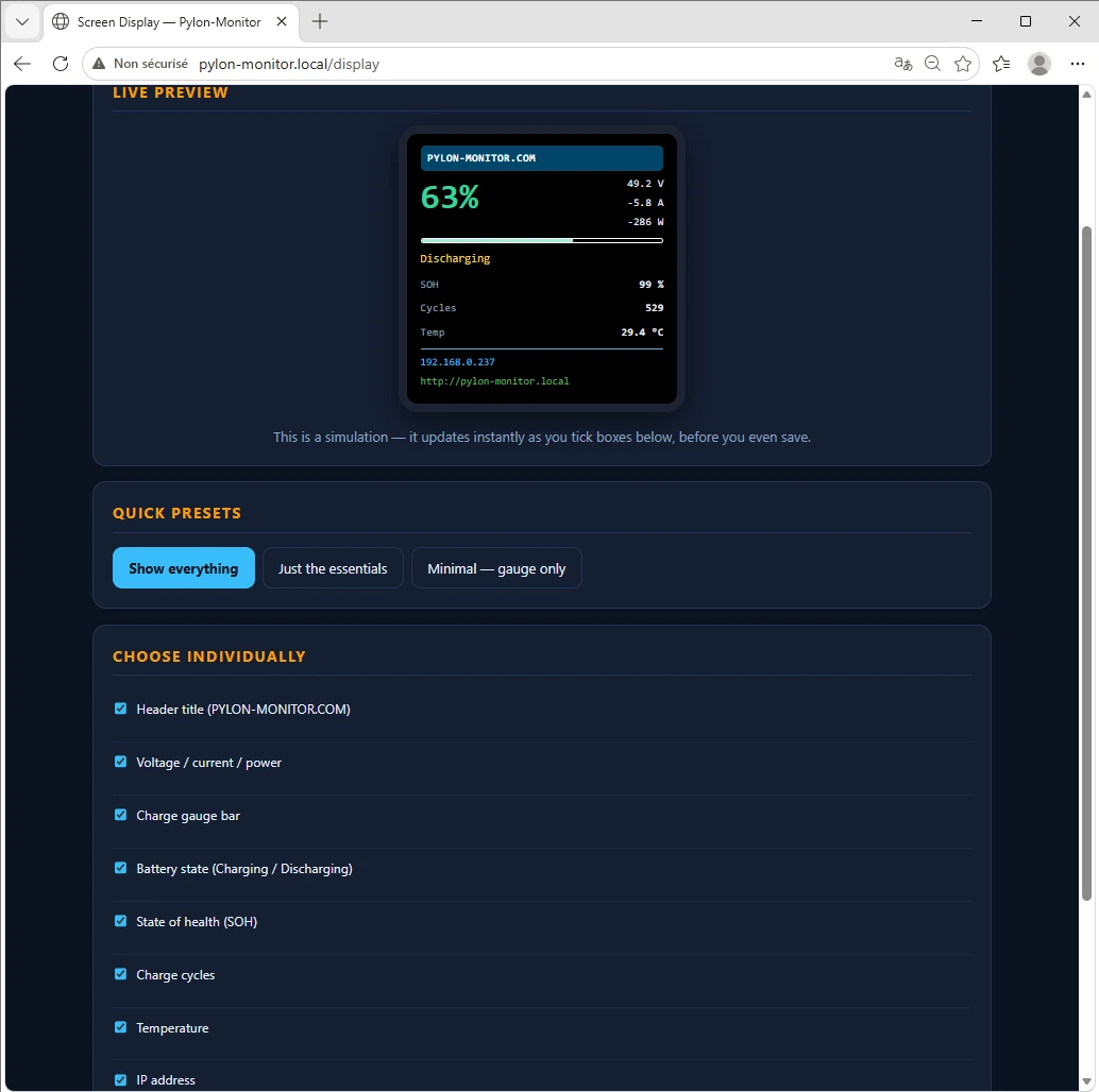 Screen Display — Pylon-Monitor